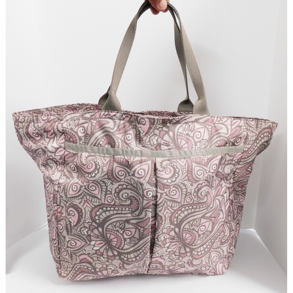 Lesportsac Pink Beige Paisley Nylon Everygirl Tote